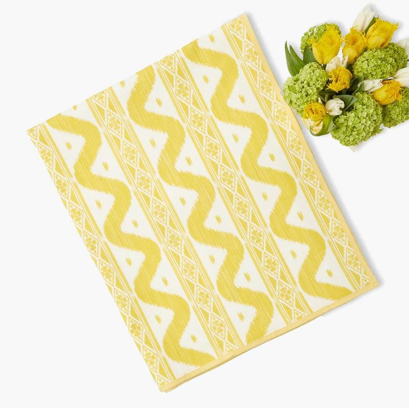 Yellow Ikat Tablecloth Summer Table Linen