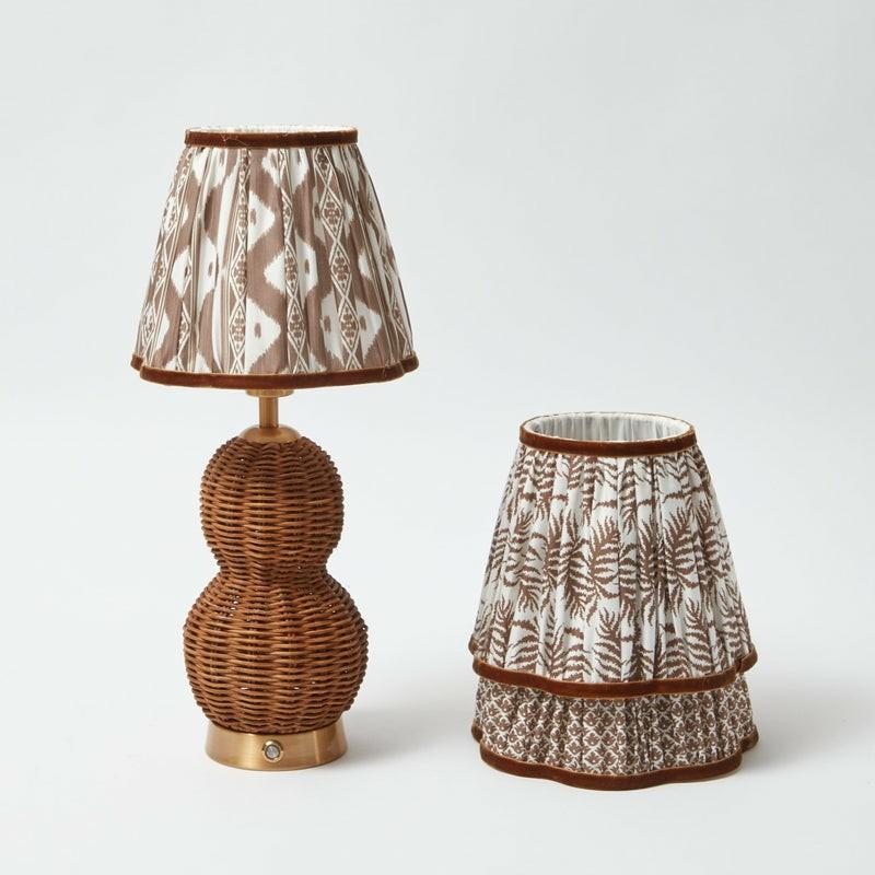 Rattan Bardot Rechargeable Lamp With Chocolate Lampshade (18Cm) Lighting Chocolate Fern