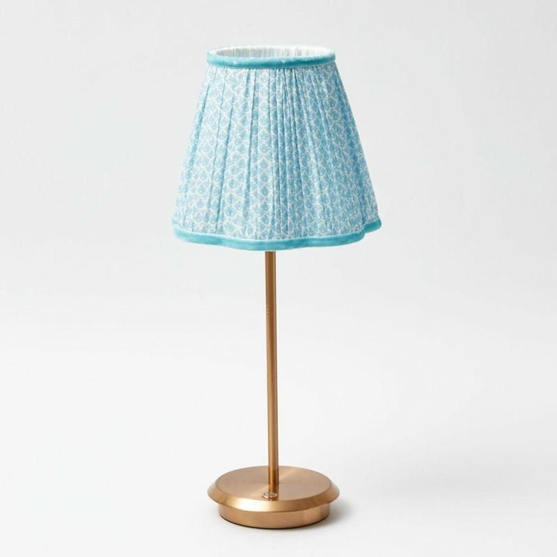 Tall Rechargeable Lamp With Baby Blue Lotus Flower Lampshade Lighting