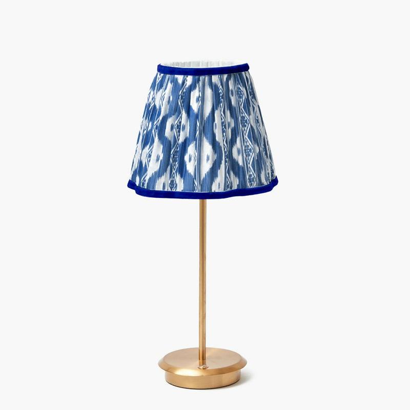 Tall Rechargeable Lamp With Cobalt Ikat Shade (18Cm) Lighting