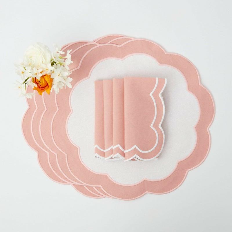 Pink Appliqué Placemats & Napkins (Set Of 4) Table Linen