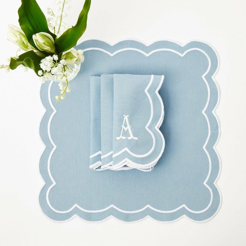 Serena Appliqué Blue Napkins (Set Of 4) Napkins