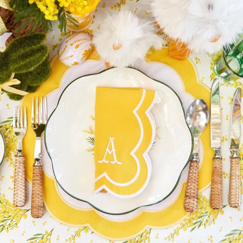 Yellow Appliqué Placemats & Napkins (Set Of 4) Table Linen