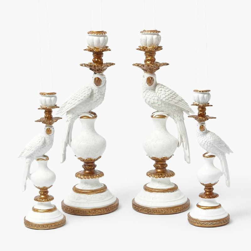 White Parrot Candle Holder Set Candlescapes