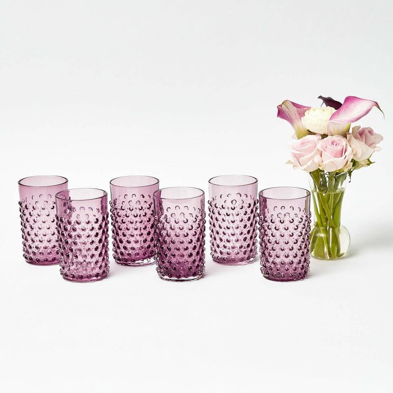 Purple Hobnail Glasses (Set Of 6) Glassware